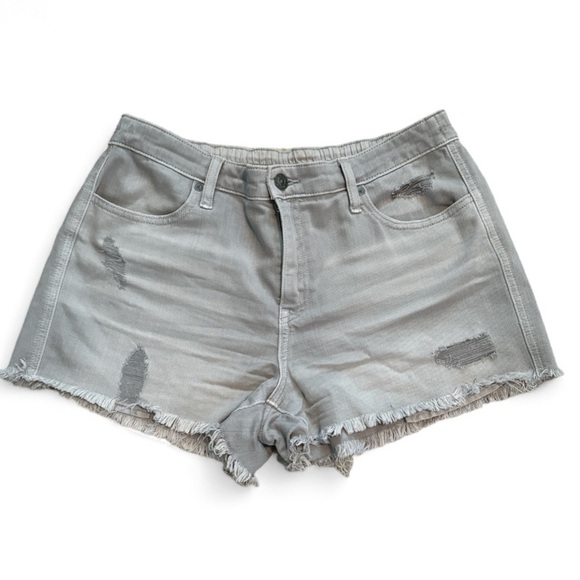 aerie Pants - Aerie Distressed Light Gray Cut Off Jean Shorts Size M Elastic Waist